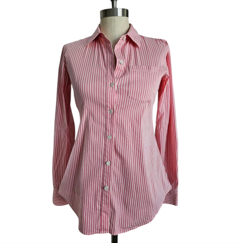 THEORY Pink Striped Stretch Button Down | SZ P/TP